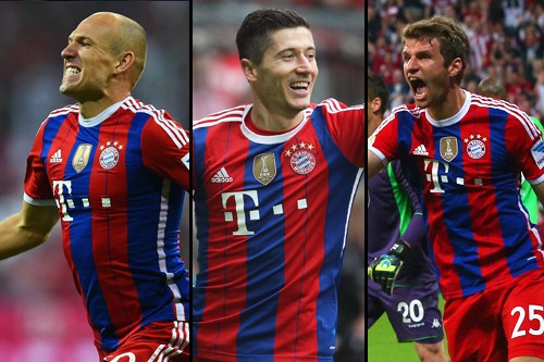 Robben, Muller y Lewandowski (Bayern Munich)